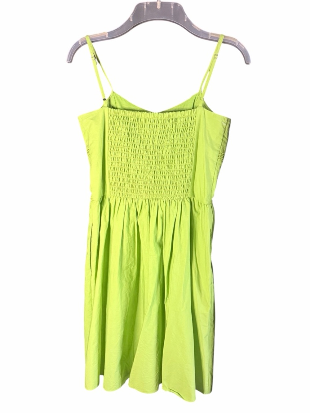 Bright Lime Eyelet Midi Dress with Spaghetti Straps —#128 - Picture 2 of 6